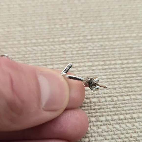 Sterling Silver Cubic Zirconia Gemstone Anchor Earrings A5064 - Picture 5 of 7